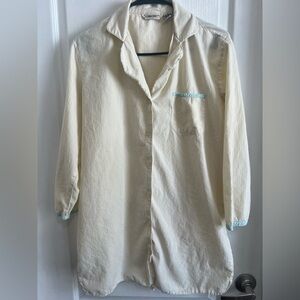 Cherokee Women’s Vintage Yellow Sleep Shirt with Light Blue Trim